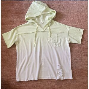 Easel Los Angeles Acid Green Ombre Distressed Hoodie Tee Unisex Size M